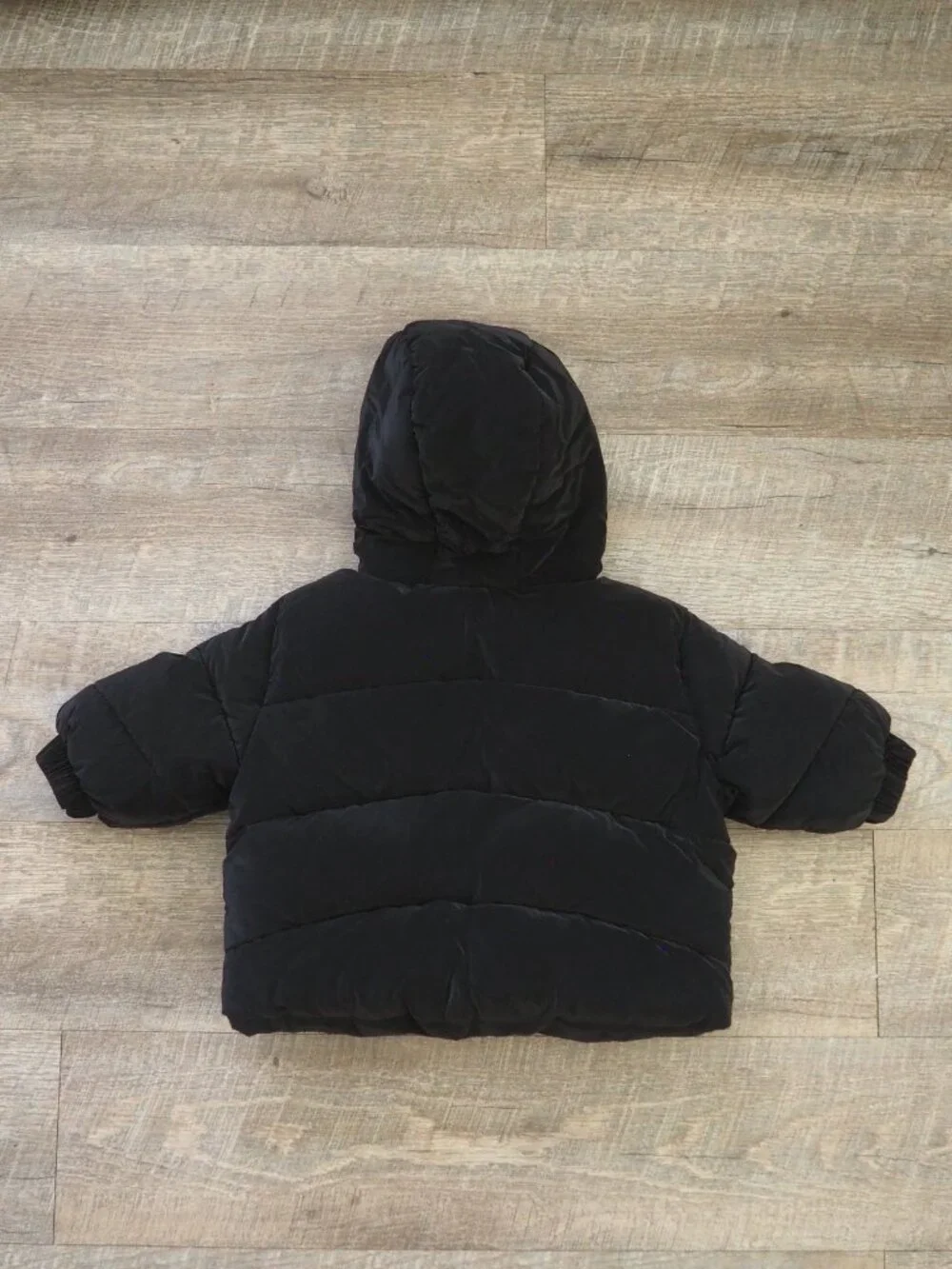 Zara Kids Baby Black Sorona Dupont Water Repellent Hooded Puffer Jacket sz 9-12M